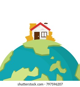 Home on earth vector. free space for text. wallpaper. business vector. Money vector.