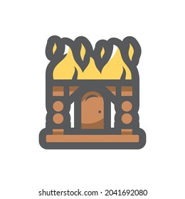 Home on Fire Vector icon Cartoon illustration