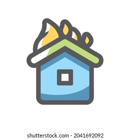 Home on Fire Vector icon Cartoon illustration