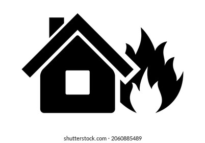 Home on fire vector icon isolated on white background