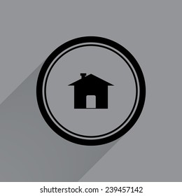 Home   on a gray background with a long shadow, vector, EPS 10