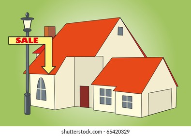 home on green background