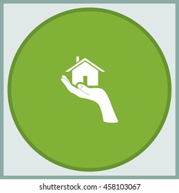 Home on the hand icon.