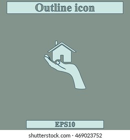 Home on the hand icon.