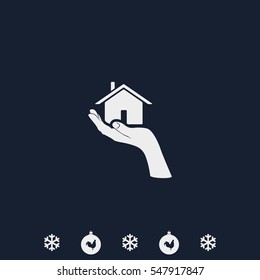 Home on the hand icon.