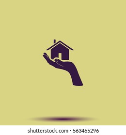 Home on the hand icon.