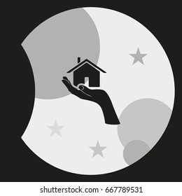 Home on the hand icon.