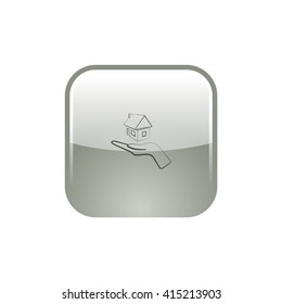 Home on the hand outline vector icon