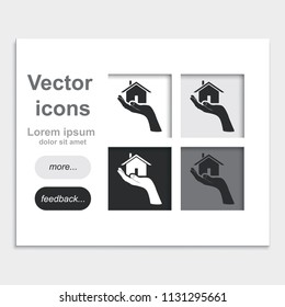 Home on the hand placed on web page template flat vector icon.