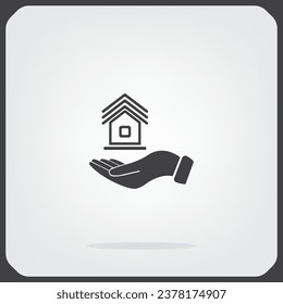 Home on the hand vector icon