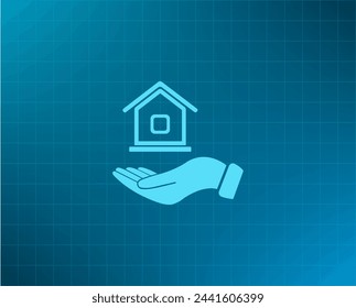 Home on the hand vector icon