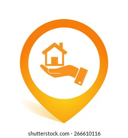Home on the hand vector icon