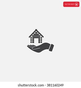 Home on the hand vector icon