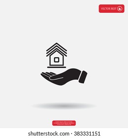 Home on the hand vector icon