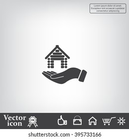 Home on the hand vector icon