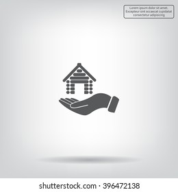 Home on the hand vector icon