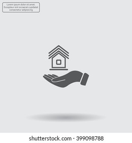 Home on the hand vector icon
