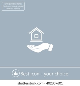 Home on the hand vector icon