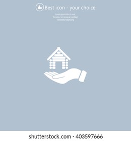 Home on the hand vector icon