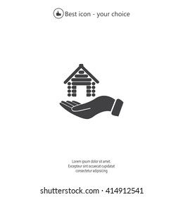 Home on the hand vector icon