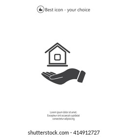 Home on the hand vector icon