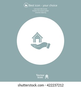Home on the hand vector icon