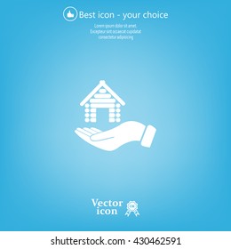 Home on the hand vector icon
