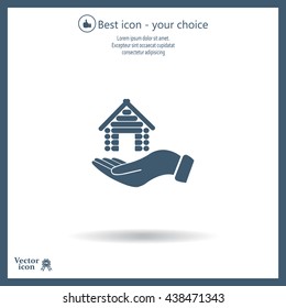 Home on the hand vector icon