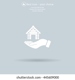 Home on the hand vector icon