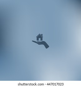 Home on the hand vector icon