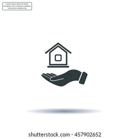 Home on the hand vector icon