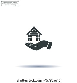 Home on the hand vector icon