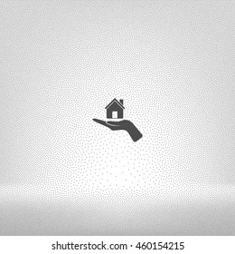 Home on the hand vector icon