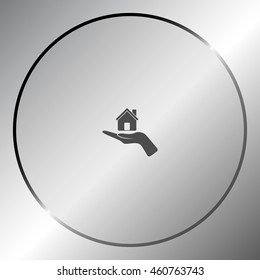Home on the hand vector icon