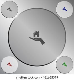 Home on the hand vector icon