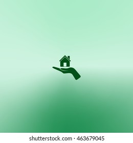 Home on the hand vector icon