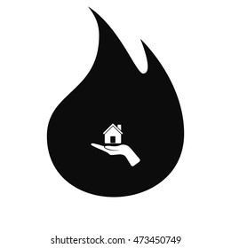 Home on the hand vector icon