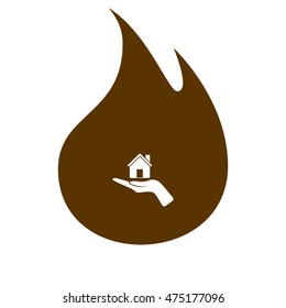 Home on the hand vector icon