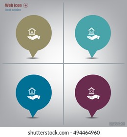 Home on the hand vector icon