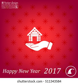 Home on the hand vector icon