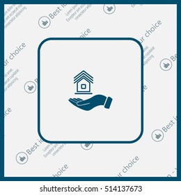 Home on the hand vector icon