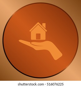 Home on the hand vector icon