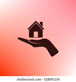 Home on the hand vector icon