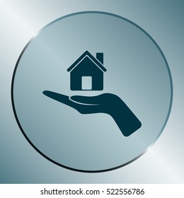 Home on the hand vector icon