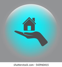 Home on the hand vector icon