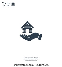 Home on the hand vector icon