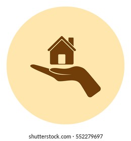 Home on the hand vector icon