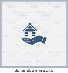 Home on the hand vector icon
