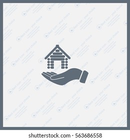 Home on the hand vector icon