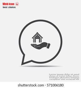 Home on the hand vector icon